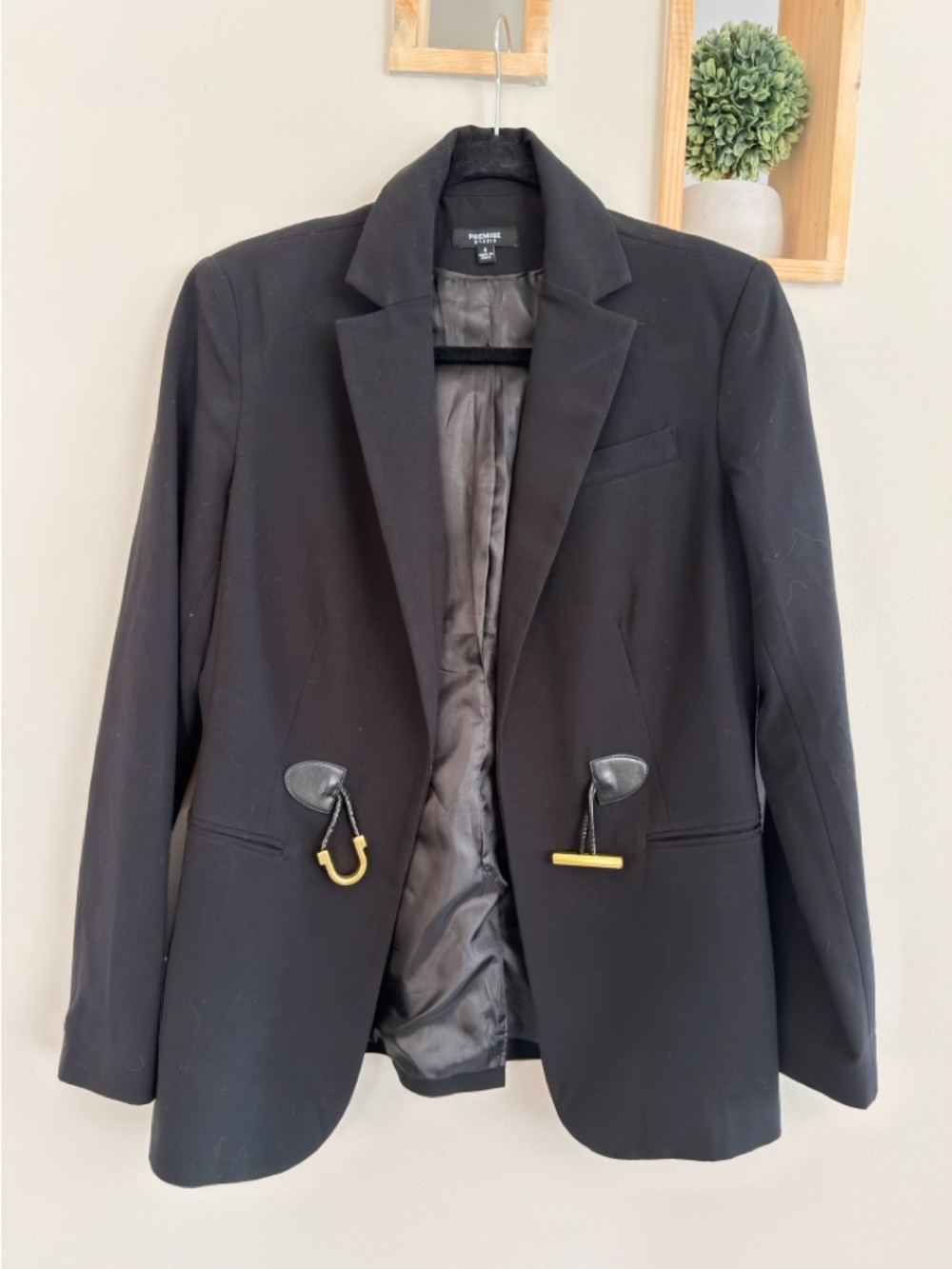 Premise studio Black Blazer with Gold Accent Hardware